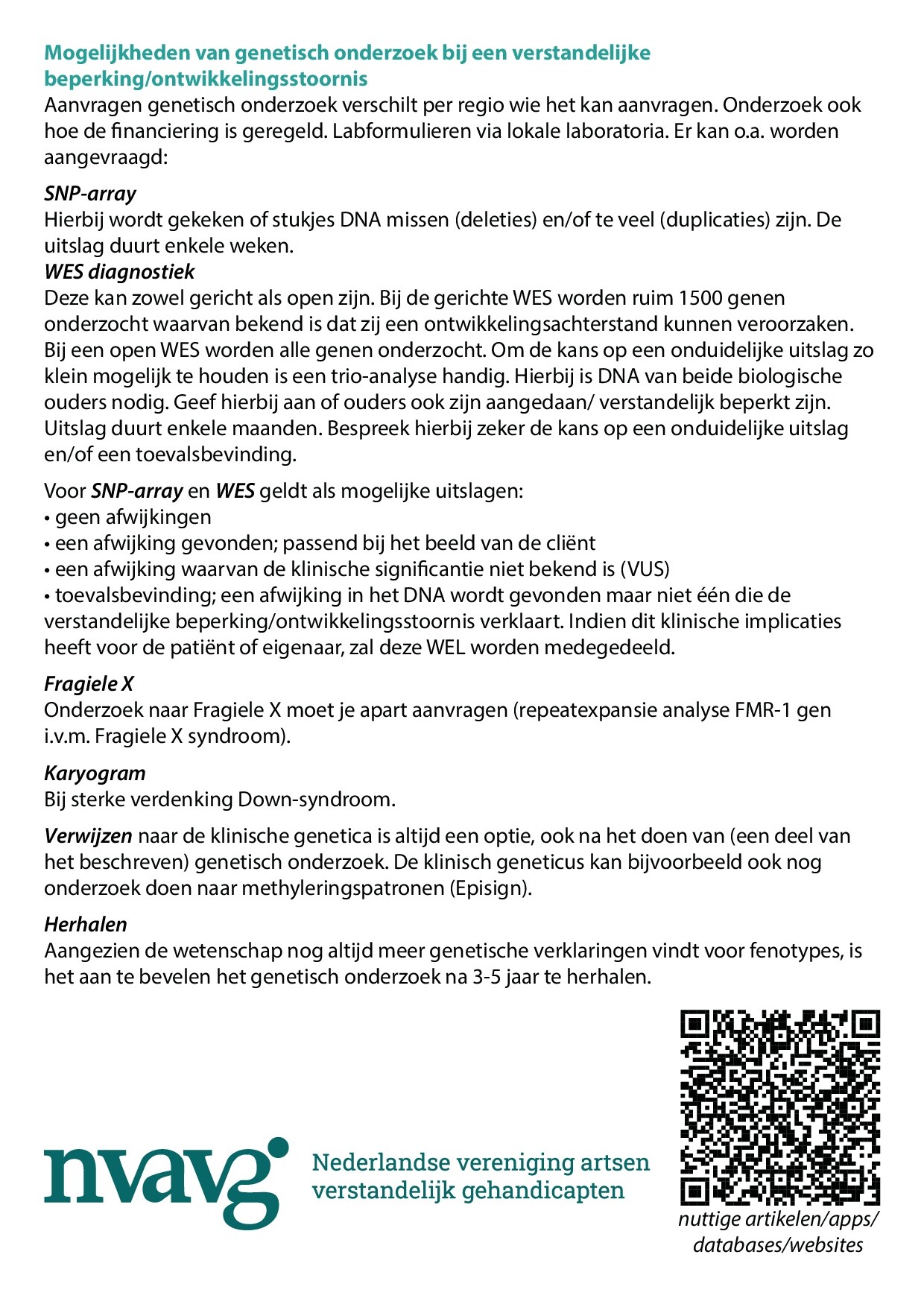 Voorbeeld van pagina 4 van Genetisch onderzoek bij een verstandelijke beperking