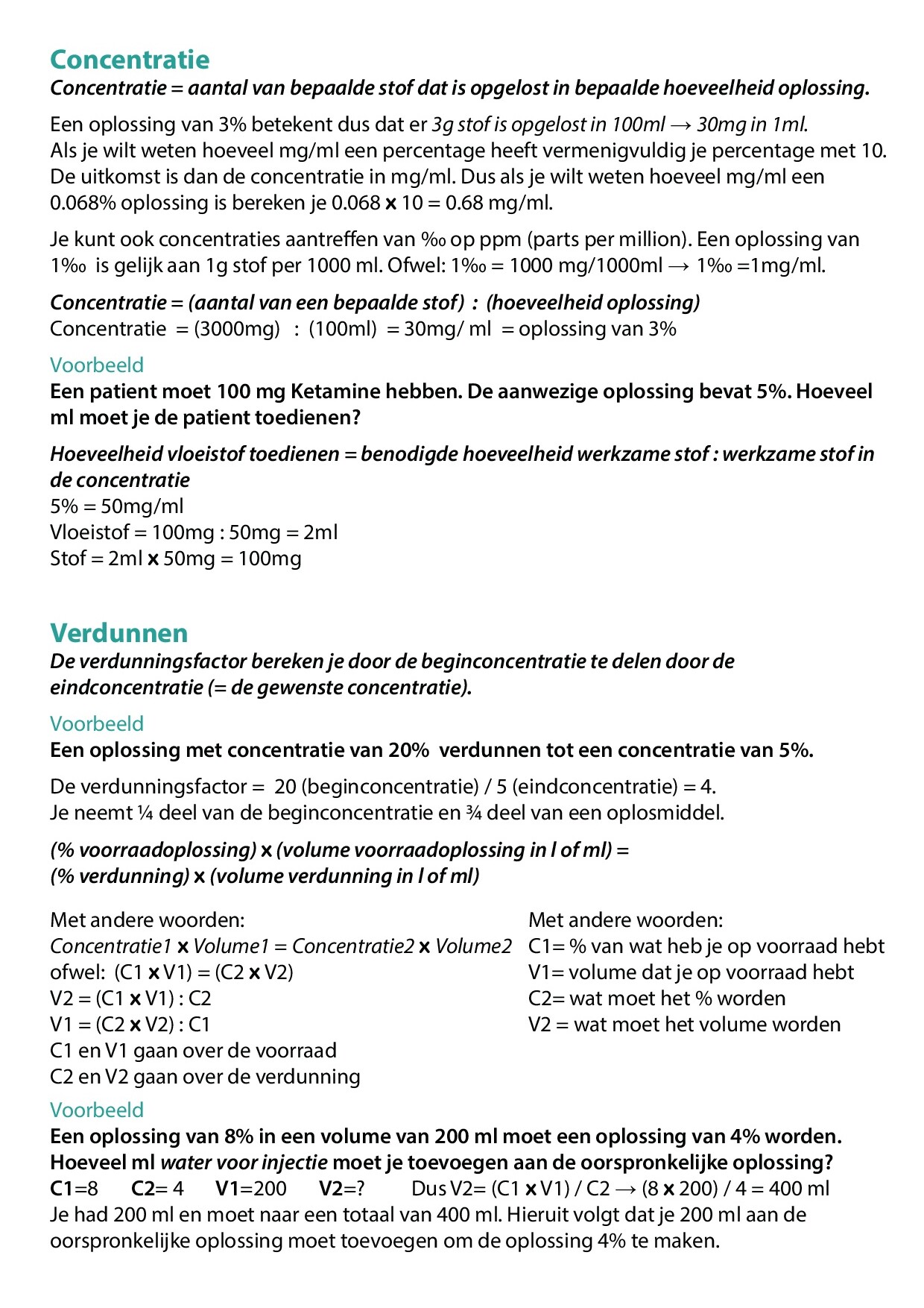Voorbeeld van pagina 2 van Medisch rekenen