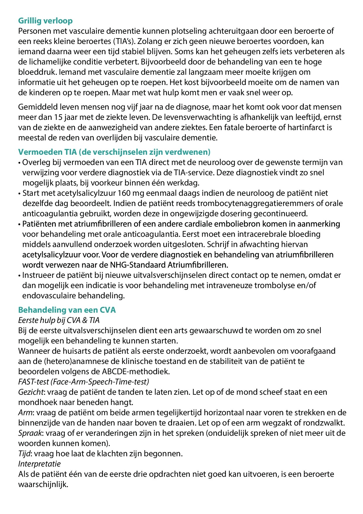 Voorbeeld van pagina 2 van Dementie vasculair (CVA/TIA)